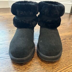 UGG Black Ankle Boots with Faux Fur